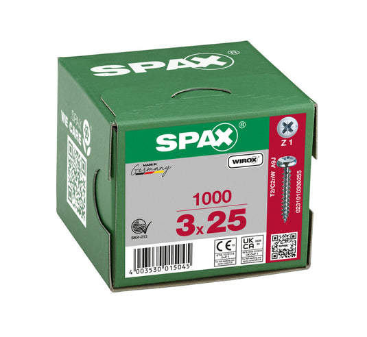 SPAX Pan Head Pozi Wirox Screw 3.0 x 25mm