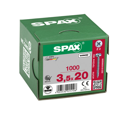 SPAX Pan Head Pozi Wirox Screw 3.5 x 20mm