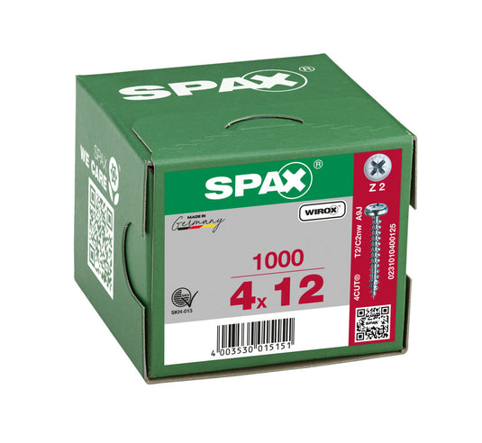 SPAX Pan Head Pozi Wirox Screw 4.0 x 12mm
