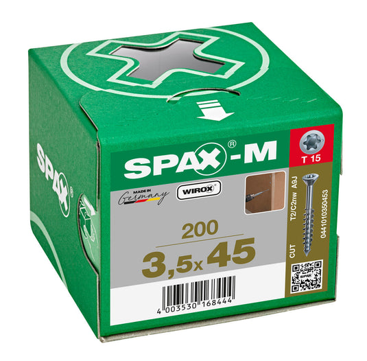 SPAX MDF Countersunk Torx Wirox Screw 3.5 x 45mm Box of 200
