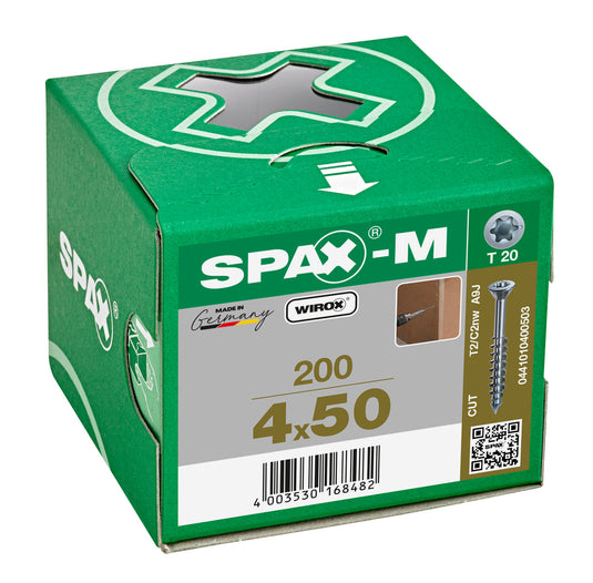 SPAX MDF Countersunk Torx Wirox Screw 4.0 x 50mm Box of 200