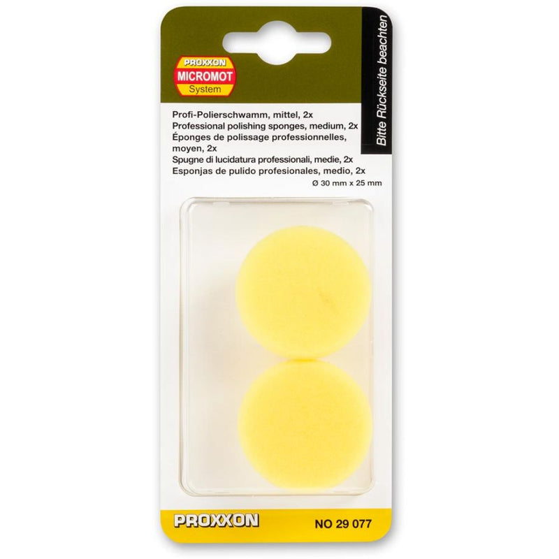 Load image into Gallery viewer, Proxxon Medium Yellow Polishing Sponges 30mm (2) for WP/A &amp; WP/E   (29077)
