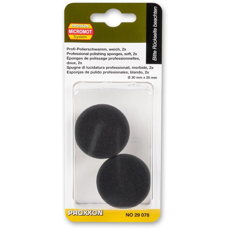 Load image into Gallery viewer, Proxxon Soft Black Polishing Sponges 30mm (2) for WP/A &amp; WP/E   (29078)
