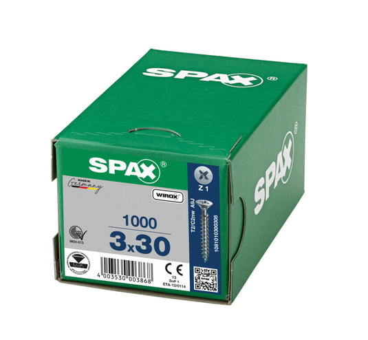 SPAX Wirox Pozi Screw 3.0 x 30mm - Box of 200