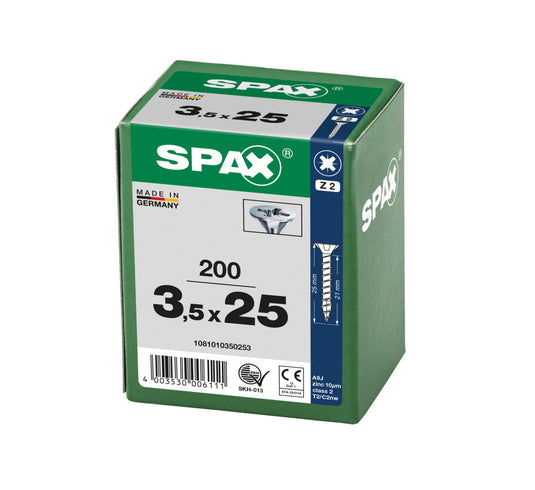 SPAX Wirox Pozi Screw 3.5 x 25mm - Box of 200