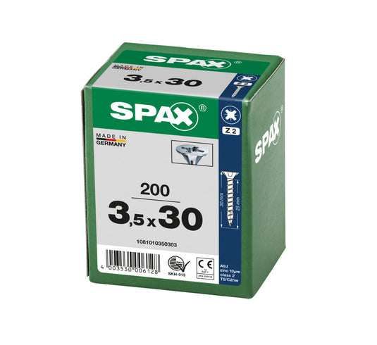 SPAX Wirox Pozi Screw 3.5 x 30mm - Box of 200