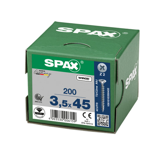 SPAX Wirox Pozi Screw 3.5 x 45mm - Box of 200