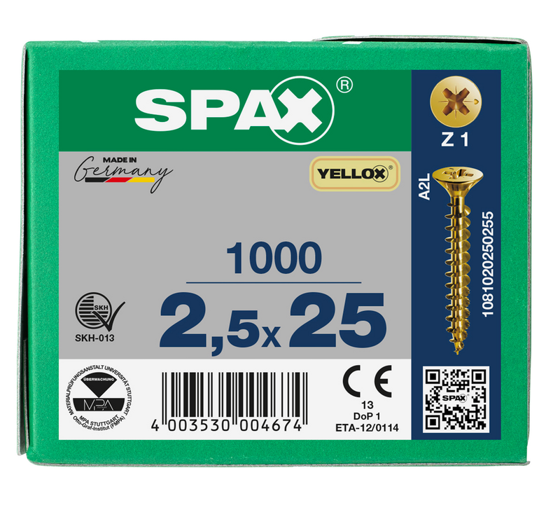 Load image into Gallery viewer, SPAX Yellox Pozi Screw 2.5 x 25mm
