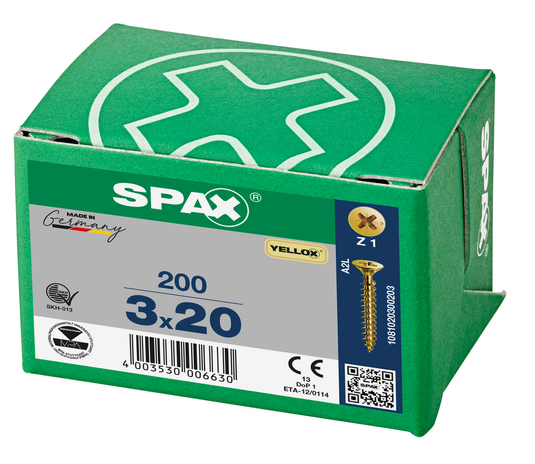 SPAX Yellox Pozi Screw 3.0 x 20mm - Box of 200