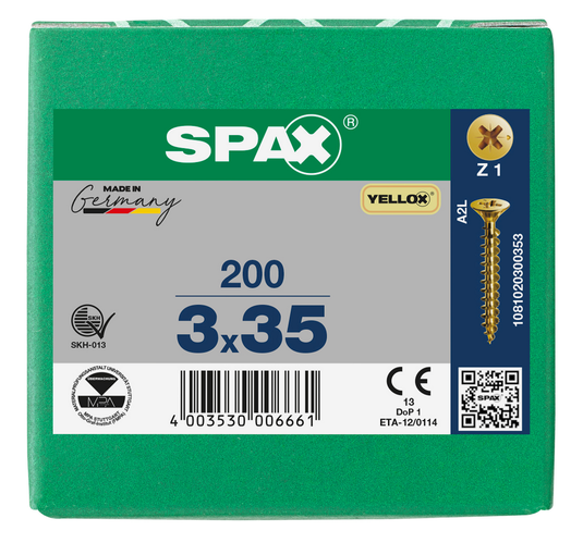 SPAX Yellox Pozi Screw 3.0 x 35mm - Box of 200