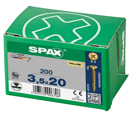 SPAX Yellox Pozi Screw 3.5 x 20mm - Box of 200
