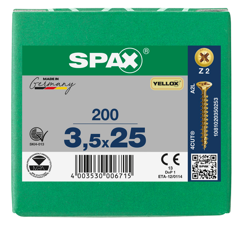 Load image into Gallery viewer, SPAX Yellox Pozi Screw 3.5 x 25mm - Box of 200
