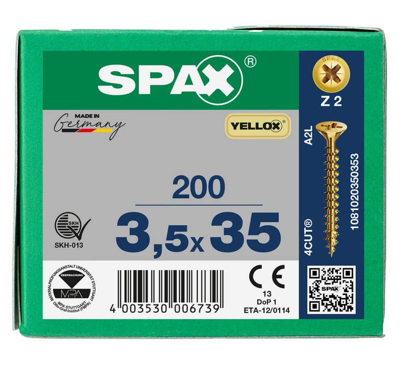 Load image into Gallery viewer, SPAX Yellox Pozi Screw 3.5 x 35mm - Box of 200
