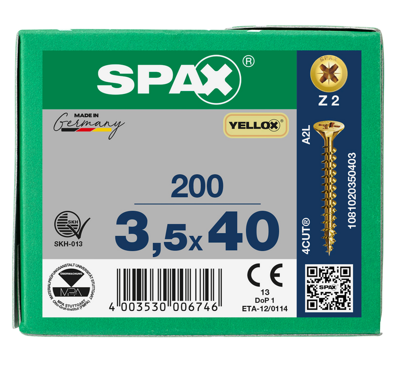 Load image into Gallery viewer, SPAX Yellox Pozi Screw 3.5 x 40mm - Box of 200
