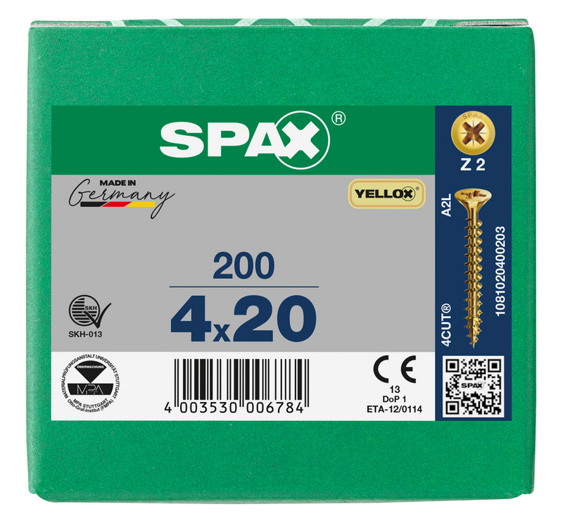 Load image into Gallery viewer, SPAX Yellox Pozi Screw 4.0 x 20mm - Box of 200
