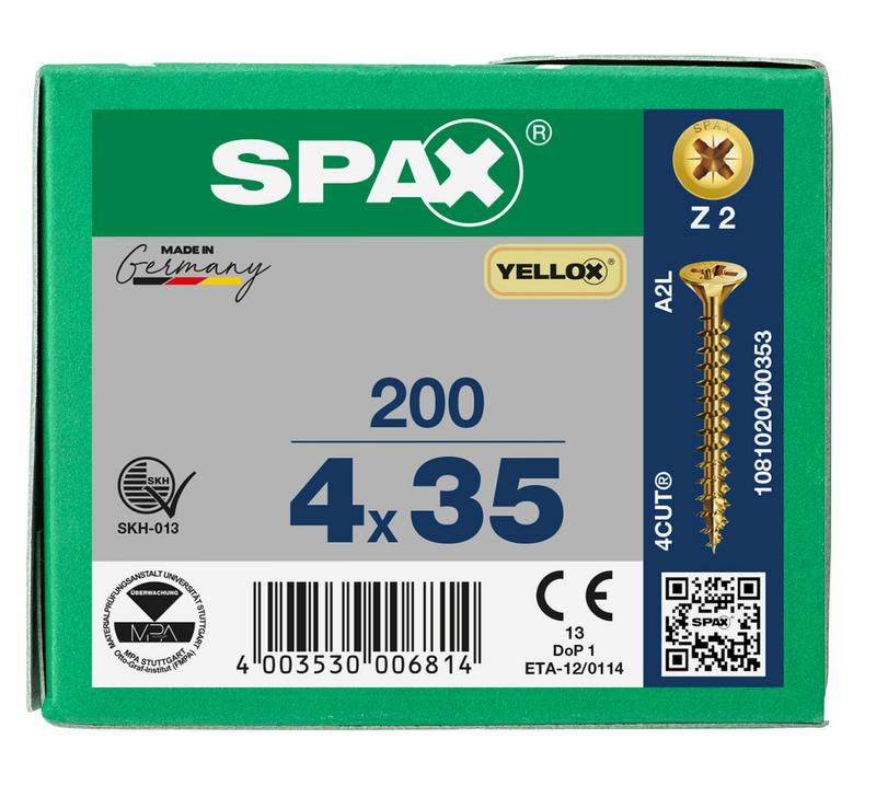 Load image into Gallery viewer, SPAX Yellox Pozi Screw 4.0 x 35mm - Box of 200

