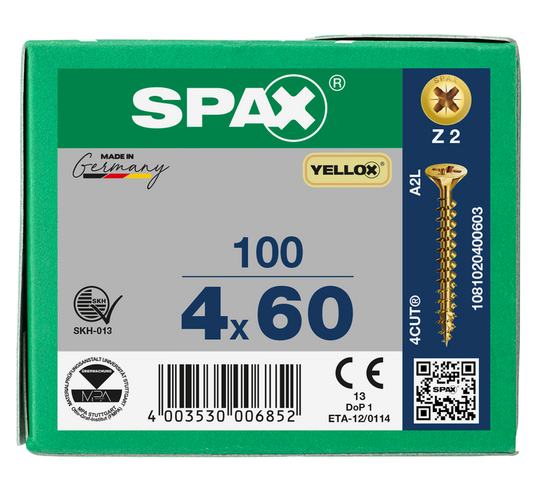 Load image into Gallery viewer, SPAX Yellox Pozi Screw 4.0 x 60mm - Box of 100
