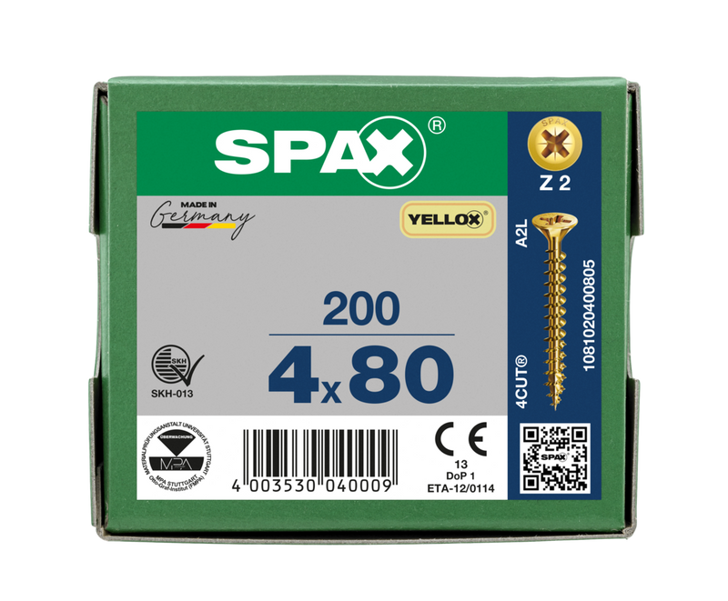Load image into Gallery viewer, SPAX Yellox Pozi Screw 4.0 x 80mm - Box of 100

