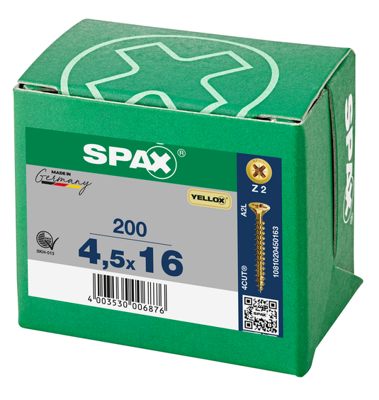 SPAX Yellox Pozi Screw 4.5 x 16mm - Box of 200