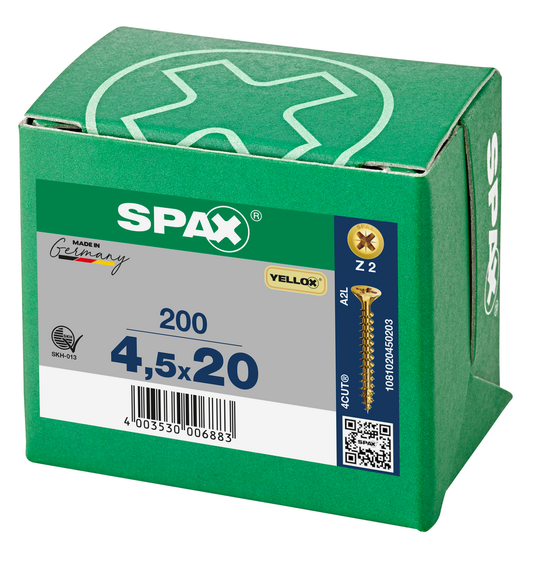 SPAX Yellox Pozi Screw 4.5 x 20mm - Box of 200