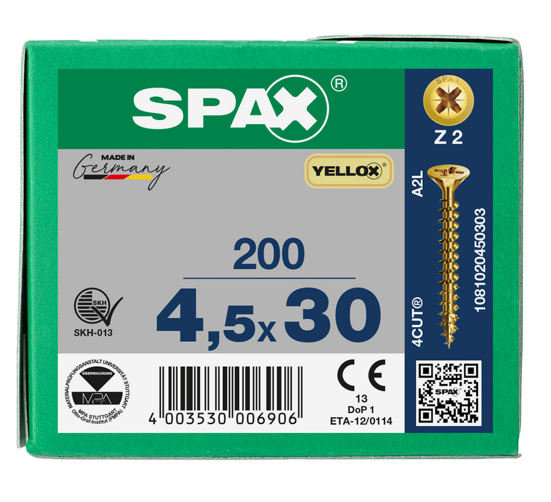 Load image into Gallery viewer, SPAX Yellox Pozi Screw 4.5 x 30mm - Box of 200

