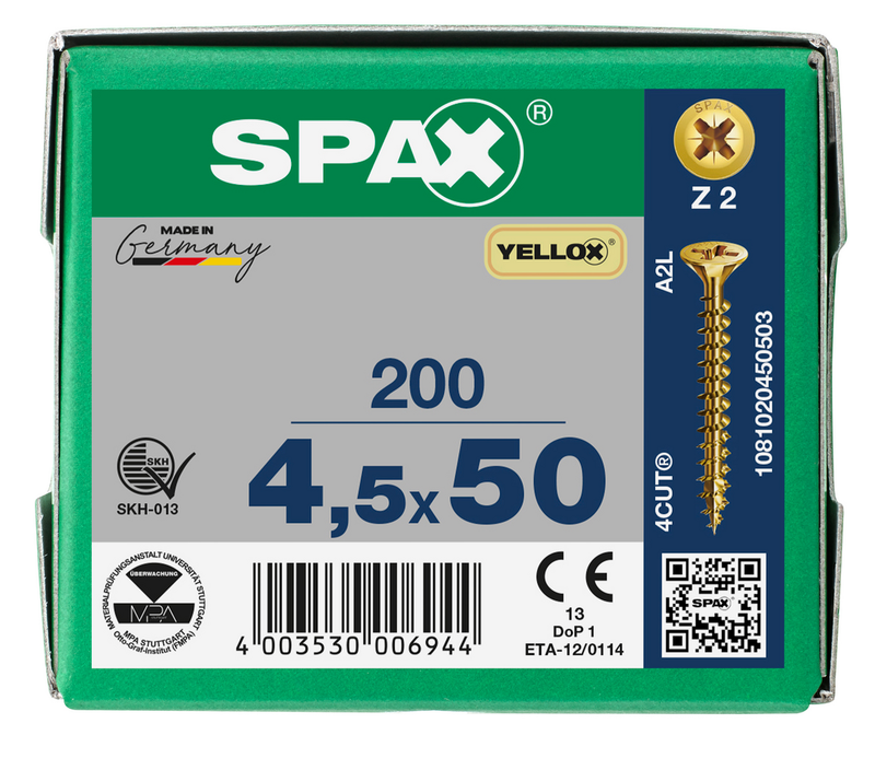 Load image into Gallery viewer, SPAX Yellox Pozi Screw 4.5 x 50mm - Box of 200
