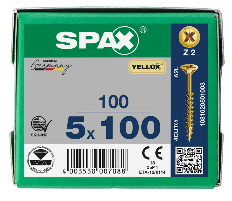 Load image into Gallery viewer, SPAX Yellox Pozi Screw 5.0 x 100mm - Box of 100
