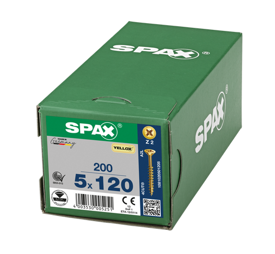 SPAX Yellox Pozi Screw 5.0 x 120mm - Box of 100