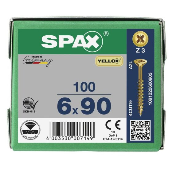 Load image into Gallery viewer, SPAX Yellox Pozi Screw 6.0 x 90mm - Box of 100

