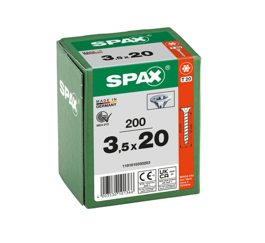 SPAX Countersunk Wirox Torx Screw 3.5 x 20mm Box of 200