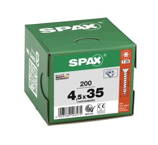 SPAX Countersunk Wirox Torx Screw 4.5 x 35mm Box of 200