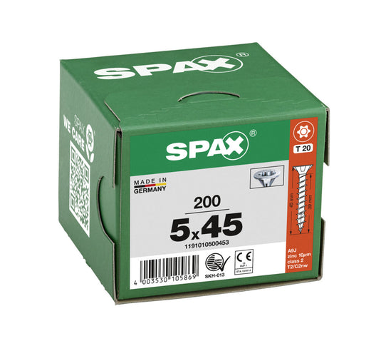 SPAX Countersunk Wirox Torx Screw 5.0 x 45mm Box of 200