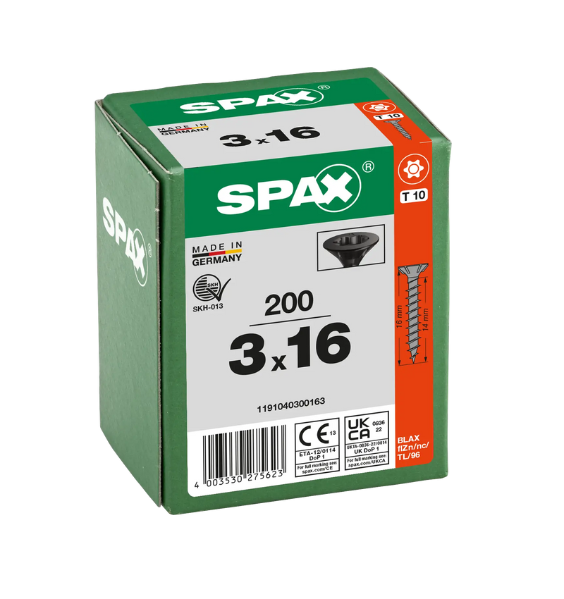 Load image into Gallery viewer, SPAX Black Torx T10 Screw 3.0 x 16mm - Box of 200
