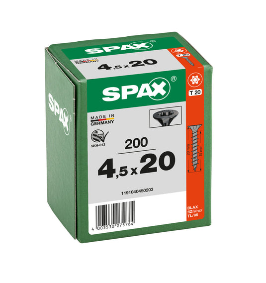 SPAX Black Torx Screw 4.5 x 20mm T20 - Box of 200