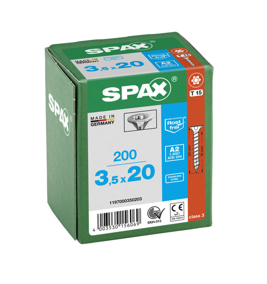 SPAX Countersunk Torx T15 Stainless Steel Screw 3.5 x 20mm
