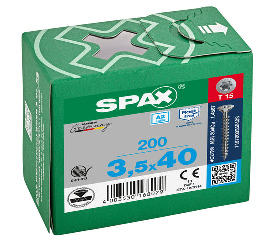 SPAX Countersunk Torx T15 Stainless Steel Screw 3.5 x 40mm