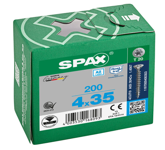 SPAX Countersunk Torx T20 Stainless Steel Screw 4.0 x 35mm