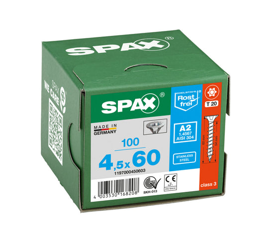 SPAX Countersunk Torx T20 Stainless Steel Screw 4.5 x 60mm