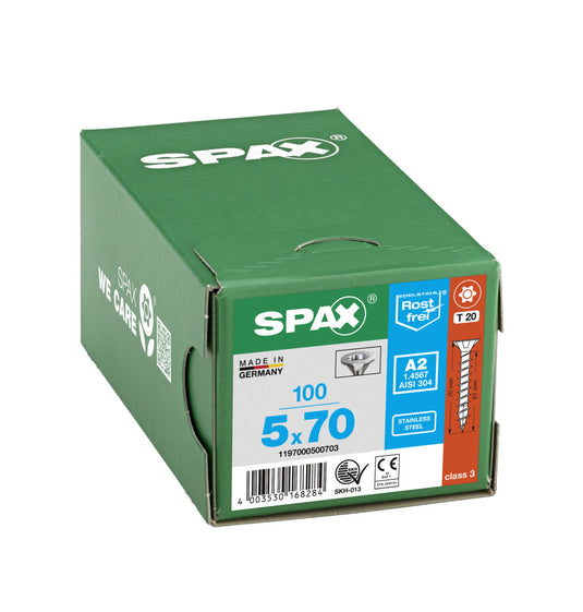 SPAX Countersunk Torx T20 Stainless Steel Screw 5.0 x 70mm