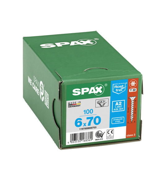 SPAX Countersunk Torx T30 Stainless Steel Screw 6.0 x 70mm