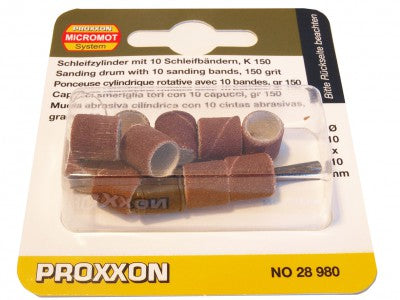 Load image into Gallery viewer, Proxxon Sanding Drums with Arbor and Replacement Drums (Packs of 10)   (28978, 28979, 28980 &amp; 28981)
