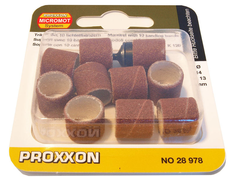 Load image into Gallery viewer, Proxxon Sanding Drums with Arbor and Replacement Drums (Packs of 10)   (28978, 28979, 28980 &amp; 28981)

