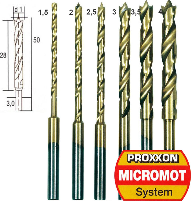 Load image into Gallery viewer, Proxxon 6-Piece HSS Centre Point Twist Drill Set 1.5 - 4.0mm   (28876)
