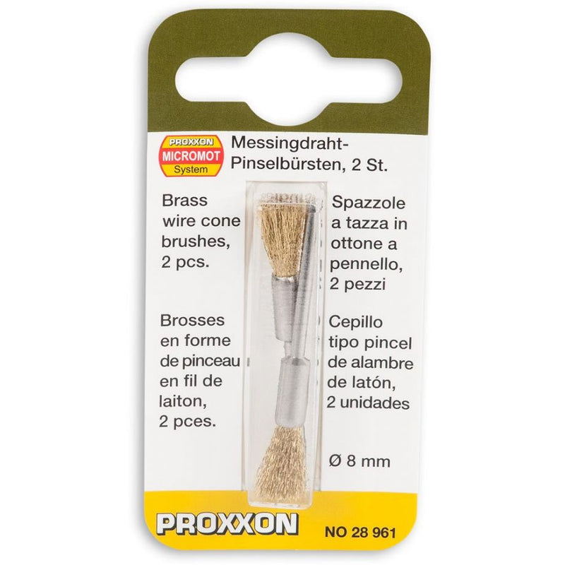 Load image into Gallery viewer, Proxxon End Wire Brushes 8.0mm Dia  - Brass, Steel &amp; Stainless Steel   (28951, 28961 &amp; 28955)
