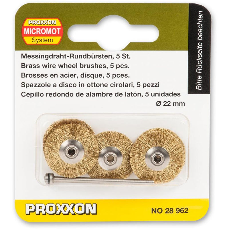 Load image into Gallery viewer, Proxxon Wheel Wire Brushes 22mm Dia  - Brass, Steel &amp; Stainless Steel   (28952, 28962 &amp; 28956)
