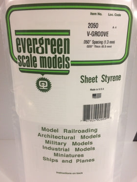EVERGREEN V-Groove Siding Styrene Sheets - 0.50mm Thick