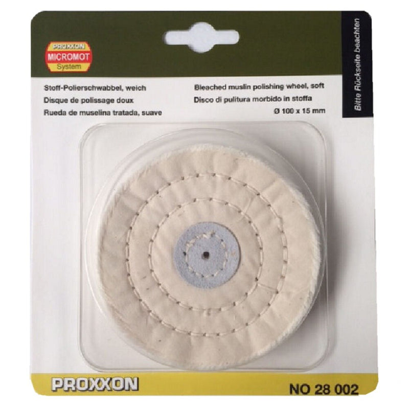 Load image into Gallery viewer, Proxxon Bleached Muslin Polishing Wheel Soft 100 x 15mm   (28002)
