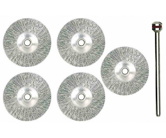 Proxxon Wheel Wire Brushes 22mm Dia  - Brass, Steel & Stainless Steel   (28952, 28962 & 28956)