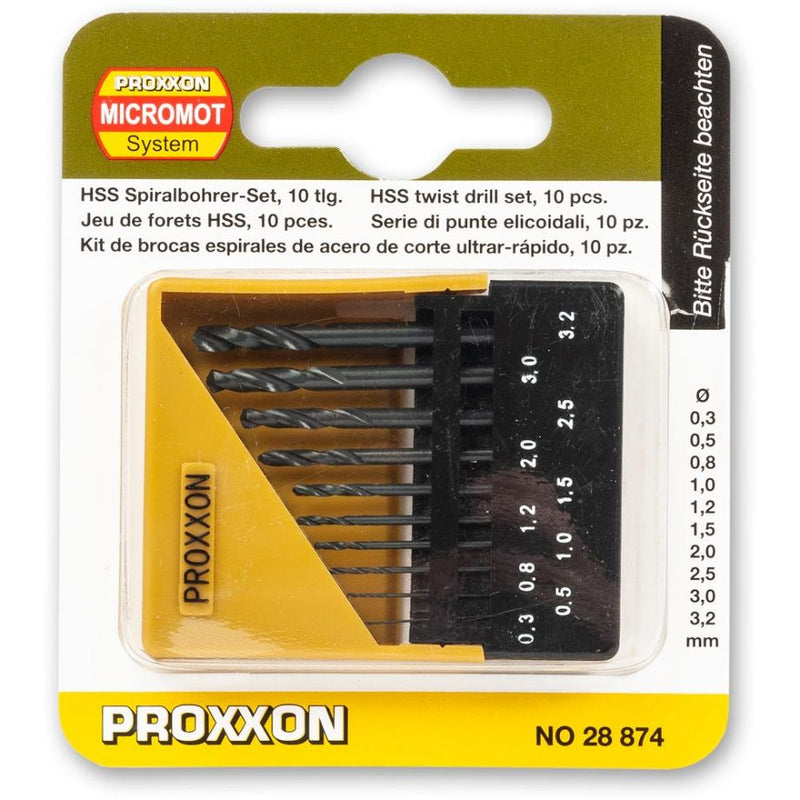 Load image into Gallery viewer, Proxxon 10-Piece HSS Twist Drill Set 0.3 - 3.2mm    (28874)
