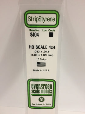 Load image into Gallery viewer, EVERGREEN HO Scale Rectangular / Square Styrene Strips
